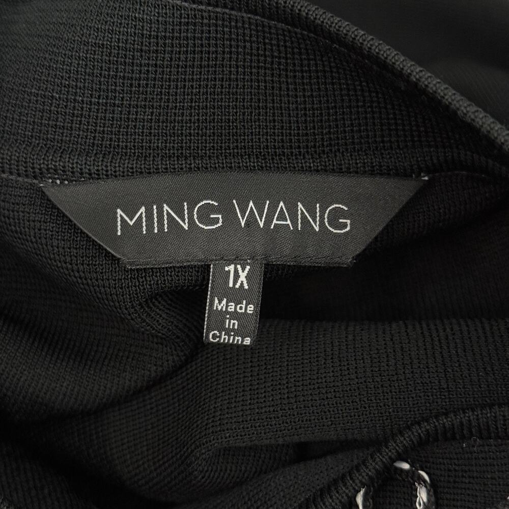 Ming Wang Cardigan Jacket Womens 1X Knit Embroidered Geometric Black Plus Size - Picture 3 of 11